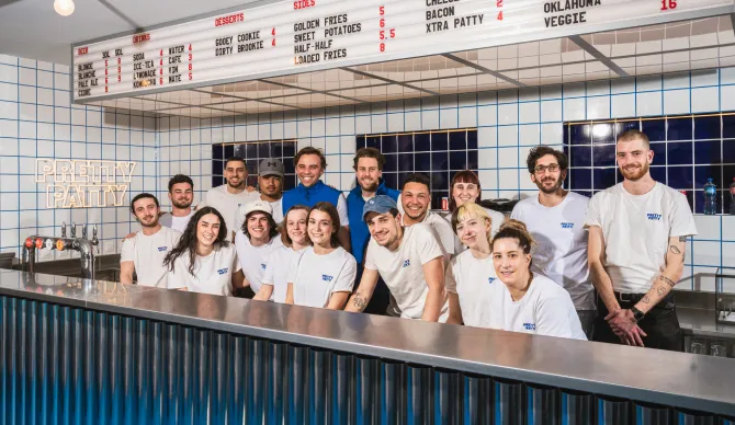 pretty patty team on kitchen